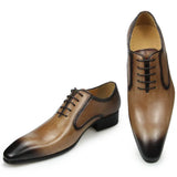 Formal Leather Shoes Men's Pointed Toe British Lace-up Wedding Leather Shoes MartLion   