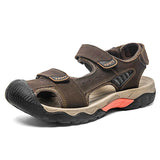 Genuine Leather Men's Sandals Summer Shoes Beach Outdoor Casual Sneakers MartLion Dark Brown 13 