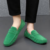 Suede Leather Penny Peas Loafers Men's Women Boys Driving Shoes Moccasins Slip on Flats Designer Loafers Pink MartLion   