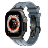 Rubber Strap For Apple Watch Ultra 2 49mm Series 9 8 7 45mm Soft Sports Band For iWatch 6 5 4 SE 44mm 42mm Silicone Bracelet MartLion gray black for apple watch 42mm CHINA