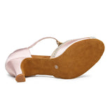  Diamond-studded Hollow Latin Dance Shoes Women Summer Indoor Soft-soled Modern Jazz High-heeled Sandals MartLion - Mart Lion