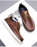 Men Leather Shoes Business Casual Shoes Flat Sole Casual Shoes Shock-Absorbing Footwear Wear-Resistant MartLion   