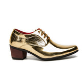 Wedding Men's Oxfords Dress Shoes Lace Up Leather Formal Footwear Designer Party Gold Black Adult High Heel Mart Lion   