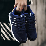 Men's Sneakers Leather Casual Shoes Autumn Breathable Shoes Tenis Flat Zapatillas Hombre MartLion 44 Blue 