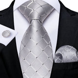  Gray Striped Paisley Silk Ties For Men's Wedding Accessories 8cm Neck Tie Pocket Square Cufflinks Gift MartLion - Mart Lion