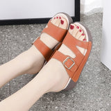 Women's Wedge Heeled Sandals Casual Open Toe Platform Slipper Slip Heel Height 4.0cm MartLion   