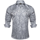 Style Long Sleeve Shirts Men's Luxury Green Paisley Social Dress Shirt Clothing MartLion   