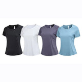 Yoga Clothes Summer Short-Sleeved Women Loose Quick-Drying T-Shirt Sports Running Shirt Elastic Casual Round Neck Breathable MartLion   