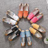 spring autumn women flats genuine leather shoes slip on ballet flats women flats print woman shoes moccasins loafers shoes MartLion   