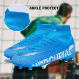 Football Shoes Men's Soccer Spikes Non Slip Lightweight Wear Resistant Elastic Ankle Protect Training TF AG MartLion   