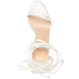  Women's Round Toe Slender High Heel Silk Rose Heel Strap Large Slotted Sandals Occidental Show Banquet Shoes MartLion - Mart Lion