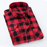 Winter Flannel Red Checkered Shirt Men Shirts Long Sleeve Chemise Homme Cotton Male Check Shirts MartLion   