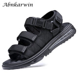 Pure Black Men's Casual Air Cushion Sandals Summer Shoes Light Weight MartLion   