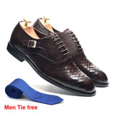 Handmade Cow Leather Men's Oxfords Snakes Print Banquet Ceremony Wedding  Lace Up Buckle Dress Shoes Office Footwear MartLion Dark Brown EUR 39 