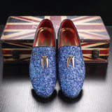 Men's Casual Shoes Sequins Bling Glitter Party Wedding Flats Light Driving Loafers Moccasins Mart Lion Blue 37 (US 5.5) China