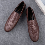 Crocodile Print Men's Moccasins Slip Loafers Flats Casual Footwear Genuine Leather Shoes Mart Lion   