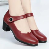 Women Casual Black Patent Leather Buckle Strap High Shoes Lady Summer Red Heel Pumps MartLion