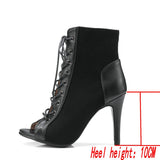 Women Dance Shoes Comfort Light Sandals High Heels Open Toe Gladiator Dancing Boots Woman's Mart Lion Black-10CM 37 China