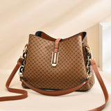 Bucket Bag Women Luxury Designer Shoulder Crossbody Large Capacity Ladies Handbag PU Leather Small Shopping Mart Lion   