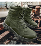 Men's Waterproof Leather Hiking Work Boots Non-Slip Lightweight Military Combat Tactical Breathable Non-Slip Desert MartLion   