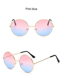 Retro Round Pink Sunglasses Woman Designer Men's Alloy Mirror De Sol Black MartLion   