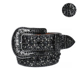 Western Luxury Crystal Rhinestone Belt with Full Diamond Zinc Alloy Flower Buckle Punk Trend Women's Belt MartLion   