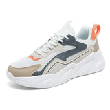 Fujeak Sneakers Breathable Casual Shoes Outdoor Running Trendy Men's Non-slip Mart Lion gray orange 39 
