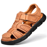 Genuine Leather Casual Shoes Men's Classic Sandals Summer Outdoor Walking Sneakers Breathable MartLion   