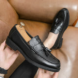 Tassels Men's Loafers Split Leather Footwear Crocodile Pattern Dress Shoes Elegant Social Mart Lion   