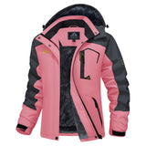 Women's Ski Jacket Winter Warm Fleece Parka Windproof Rain Snowproof Thermal Heavy Coat Hiking Ladies Snowboard Anorak MartLion Pink Grey US XS(CN S) 