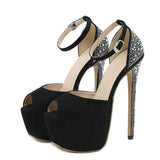 Liyke Rhinestone Fetish High Heels Women Platform Sandals Peep Toe Pole Dancing Shoes Summer Stiletto Mart Lion   