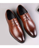 Men's Casual Shoes Classic Low-Cut Embossed Genuine Leather Dress Everything Matching Pointy Wedding Mart Lion Brown 38 