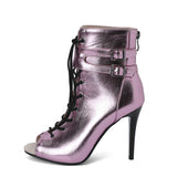 Women Summer Cool Boots Zippr Lace-up Sandals High Heels Cozy Indoor Ballroom Jazz Black Dance Shoes Mart Lion Pink 34 