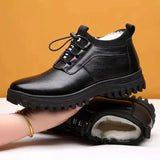 Men's Winter Leather Shoes Plush Warm Cotton Shoes Outdoor Casual Snow Boots Vacation MartLion   