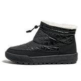 Cotton Shoes Men's Casual Warm Snow Boots Anti-slip Lightweight Flat Faux Fur Outdoor Walk MartLion black 39 