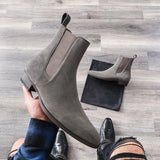 Gray Chelsea Boots Men's  Flock Cowboy Handmade MartLion   