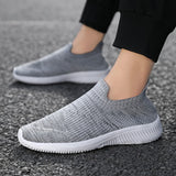 Men's Women Casual Sport Running Shoes Mesh Breathable Outdoor Sneakers Slip on Summer Lightweight Tennis Couple Mart Lion Gray 35 