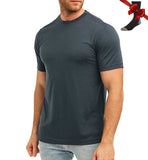 100% Merino Wool T Shirt Men's Base Layer Merino T shirt 180G Everyday Undershirt Wicking Breathable Anti-Odor + Hiking Socks MartLion Dk Gray USA Size XL 