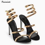 Star style Coiled-strap Women Sandals Summer Stiletto High heels Gladiator Party Prom Shoes MartLion   