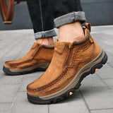 Men's Real Leather Ankle Boots Autumn Winter Shoes Casual Cowhide Genuine Leather MartLion Brown 38 