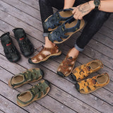 Men's Summer Shoes Genuine Leather Sandals Beach Slippers Outdoor Non-slip Casual Driving MartLion   