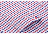 Men's 100% Cotton Plaid Checkered Long Sleeve Oxford Shirt Front Patch Chest Pocket Button-down Striped Versatile Casual Mart Lion   
