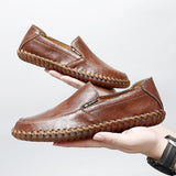 Oxford Outsole Genuine Leather Men's Loafers Cow Leather Casual Shoes Soft Luxury Brand Tenis Masculino Mart Lion   