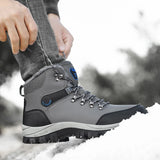 Men's Winter Snow Boots  Waterproof Sneakers Warm Plush Climbing Boots MartLion GRAY 41 