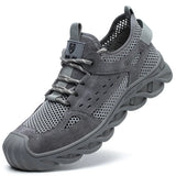 Summer Safety Shoes Men's Slip-resistant Industry Work Boots Anti-smashing Steel Toe Footwear MartLion 18grey 39 