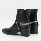 Men's Boots Black High Heel MartLion   