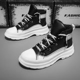 Autumn Men's Casual Sneakers Leather Platform Ankle Boots High-top Basketball Trainers Breathable Sport Shoes Mart Lion   