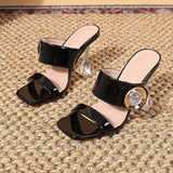 Liyke Transparent Heels 9CM Slippers Outdoor Metal Crystal Buckle Designer Sandal Women Slides Party Dress Shoes Mart Lion   