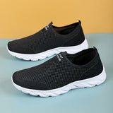 Summer Men's Shoes Outdoor Casual Sneakers Lightweight Breathable Loafers Slip-on Zapatos Hombre MartLion Black White 38 