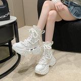 Chunky Heels Punk Style Boots Women Autumn Winter Platform Combat Thick Bottom Gothic Motorcycle MartLion   